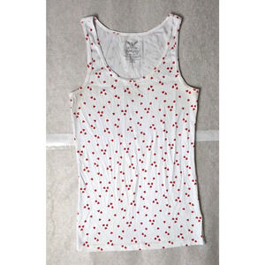 Faded Glory XL Youth Girls Hearts White and Red Tank top